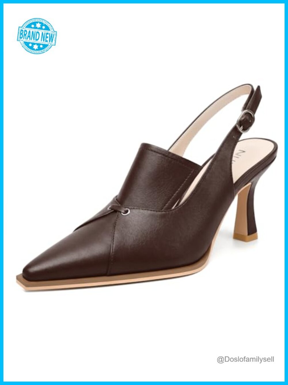 Faux Leather Slingback Heels Pointed Toe Kitten Heel Pumps for Women